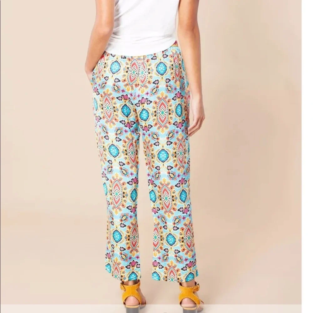 Hale Bob Peliah silk charmeuse pants in turquoise multicolor print M - Picture 13 of 13